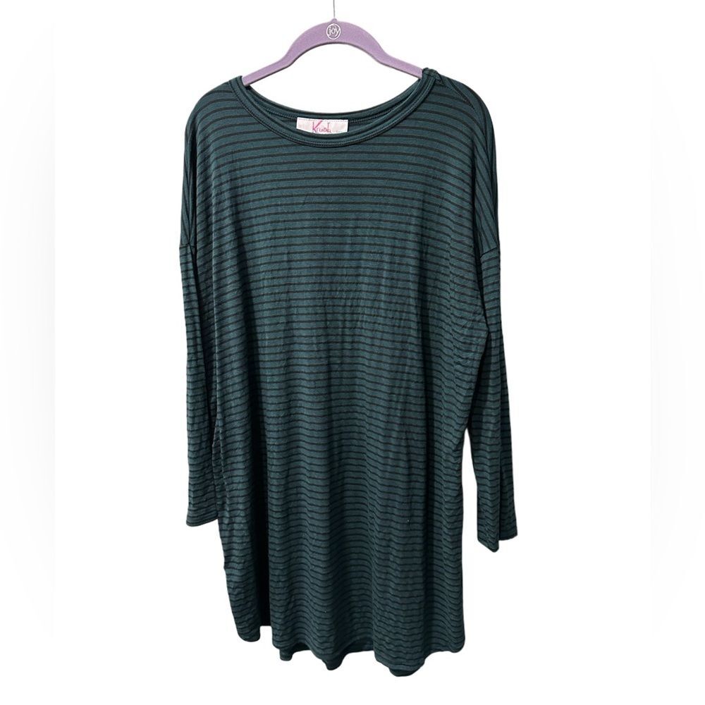 NWOT Krush Deep Forest Green Striped Long Sleeved Tunic Top